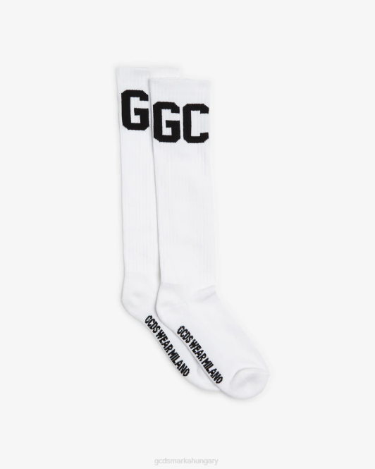 GCDS lábszár középső sávos logós zokni Z2HB198 tartozék fehér férfiak
