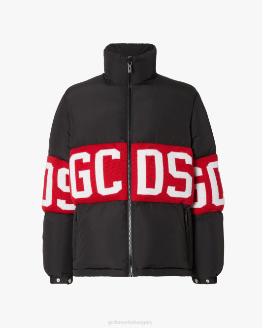 GCDS logós szalagos pufi kabát Z2HB12 ruházat fekete férfiak