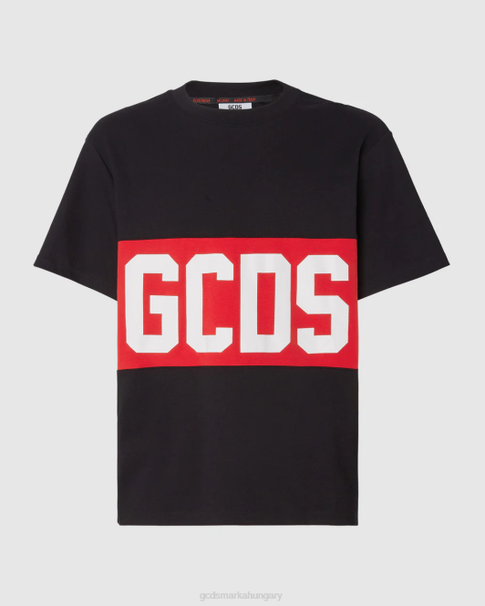GCDS logószalagos normál póló Z2HB310 ruházat fekete férfiak