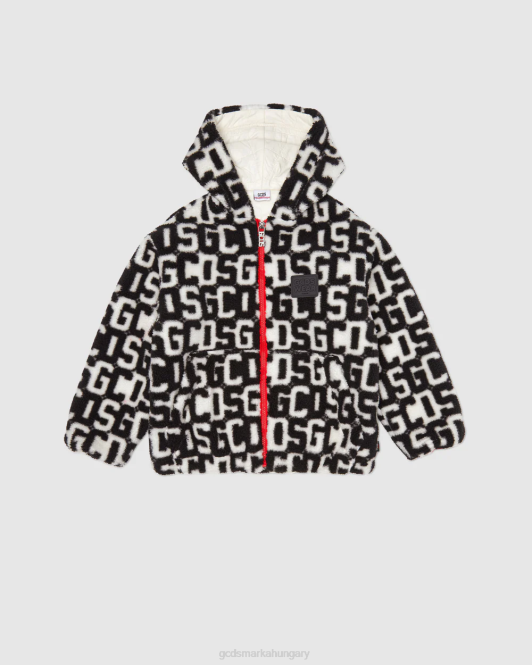GCDS junior monogramos kapucnis kabát Z2HB659 ruházat fekete gyerekek