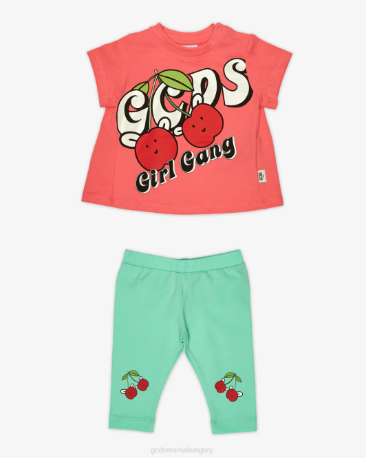 GCDS babacseresznye póló és leggings készlet Z2HB609 ruházat sokszínű gyerekek