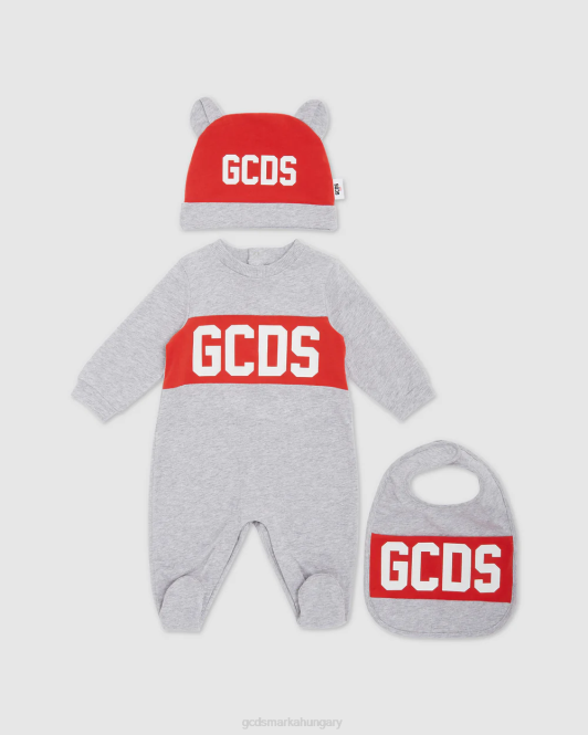 GCDS logó motívumú három részes baba ajándékkészlet Z2HB570 ruházat szürke gyerekek