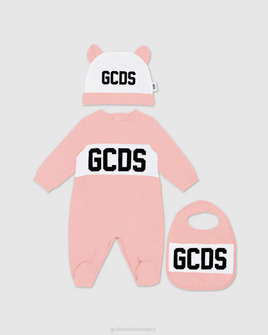 GCDS logó motívumú három részes baba ajándékkészlet Z2HB574 ruházat rózsaszín gyerekek