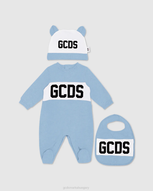 GCDS logó motívumú három részes baba ajándékkészlet Z2HB578 ruházat világoskék gyerekek