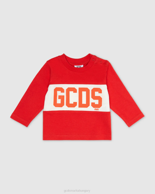GCDS baba logós zenekari póló Z2HB633 ruházat piros gyerekek