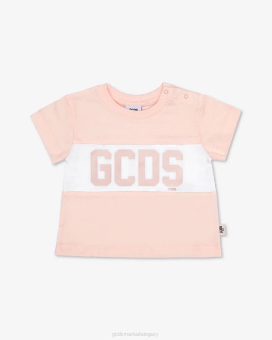 GCDS baba logós zenekari póló Z2HB635 ruházat gyöngy rózsa gyerekek