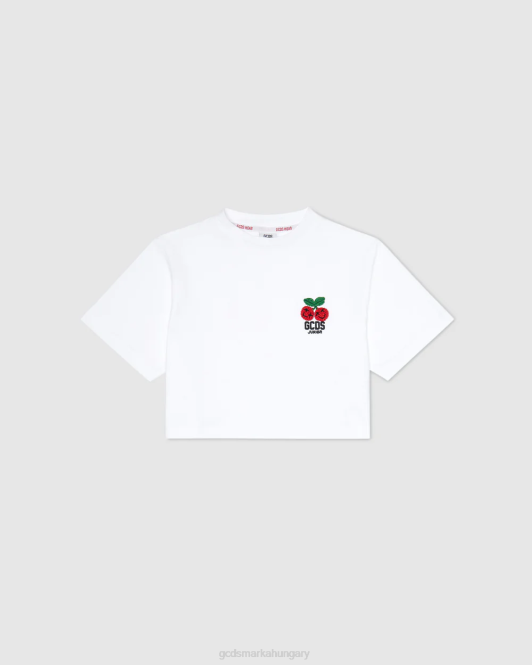 GCDS junior cseresznye póló Z2HB802 ruházat fehér gyerekek