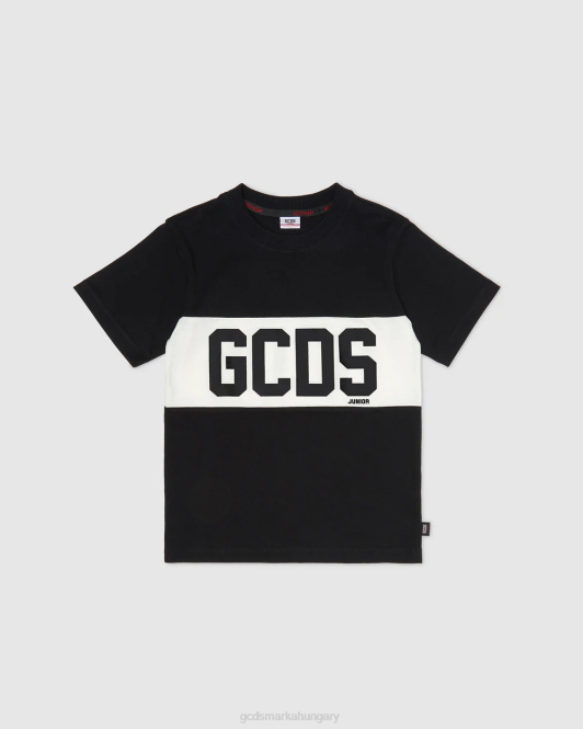 GCDS junior logós zenekari póló Z2HB710 ruházat fekete gyerekek