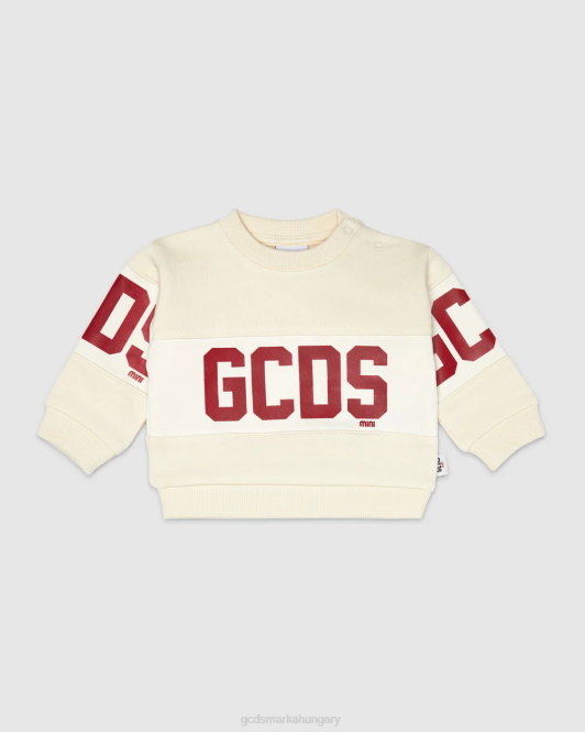 GCDS baba logós pántos kapucnis pulcsi Z2HB613 ruházat fehérsapkás szürke gyerekek