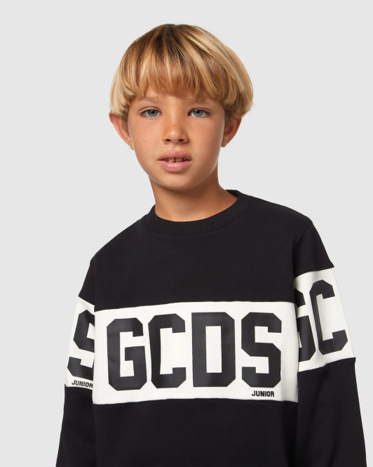 GCDS junior logó banda crewneck Z2HB669 ruházat fekete gyerekek