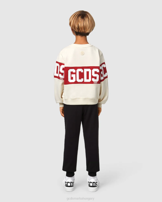 GCDS junior logó banda crewneck Z2HB677 ruházat fehérsapkás szürke gyerekek