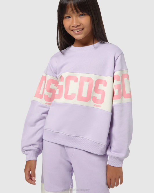 GCDS junior logó banda crewneck Z2HB680 ruházat halványlila gyerekek