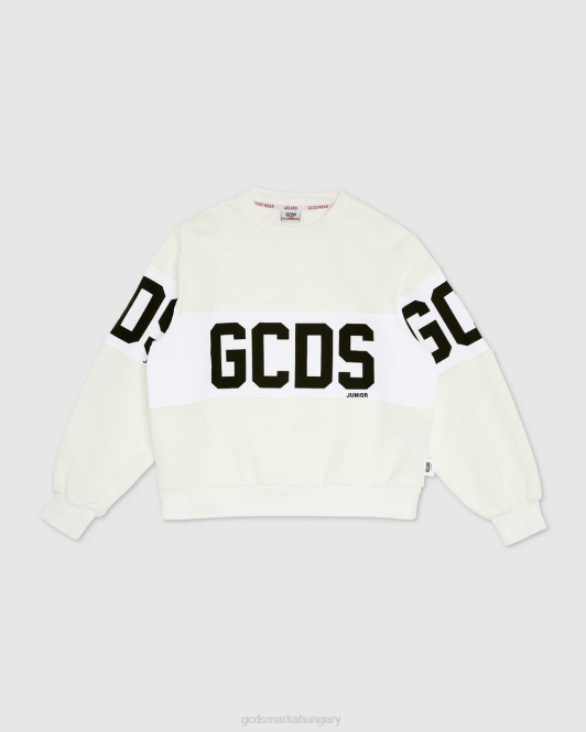 GCDS junior logó banda crewneck Z2HB684 ruházat törtfehér gyerekek