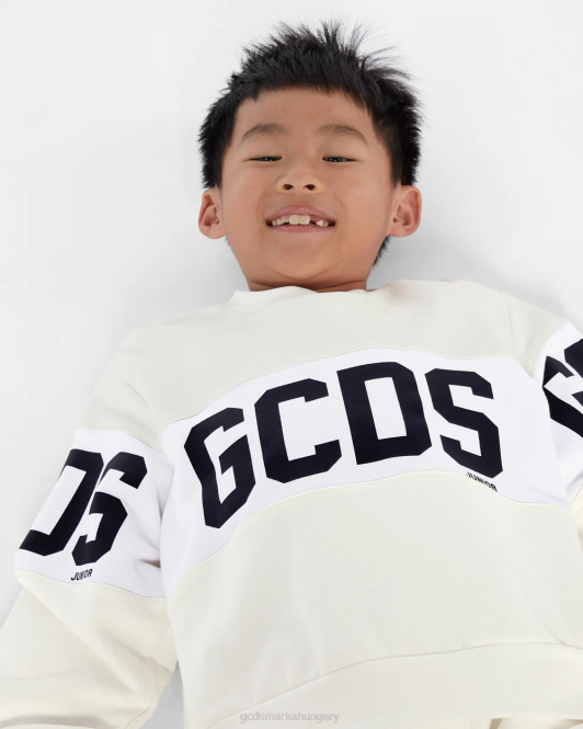 GCDS junior logó banda crewneck Z2HB684 ruházat törtfehér gyerekek