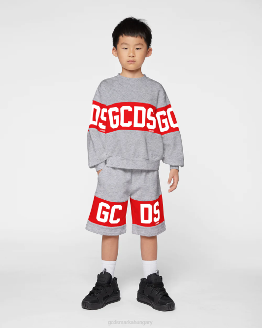 GCDS junior logó banda crewneck Z2HB692 ruházat szürke gyerekek