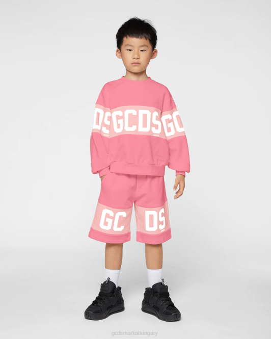 GCDS junior logó banda crewneck Z2HB694 ruházat bölcső rózsaszín gyerekek