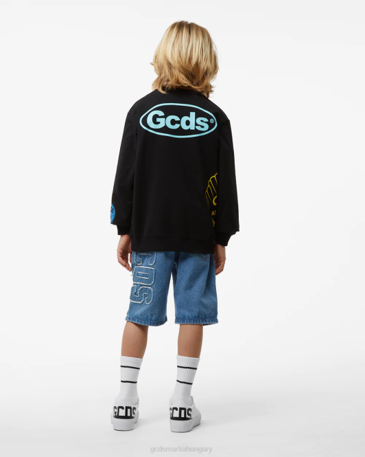 GCDS junior shell crewneck Z2HB700 ruházat fekete gyerekek