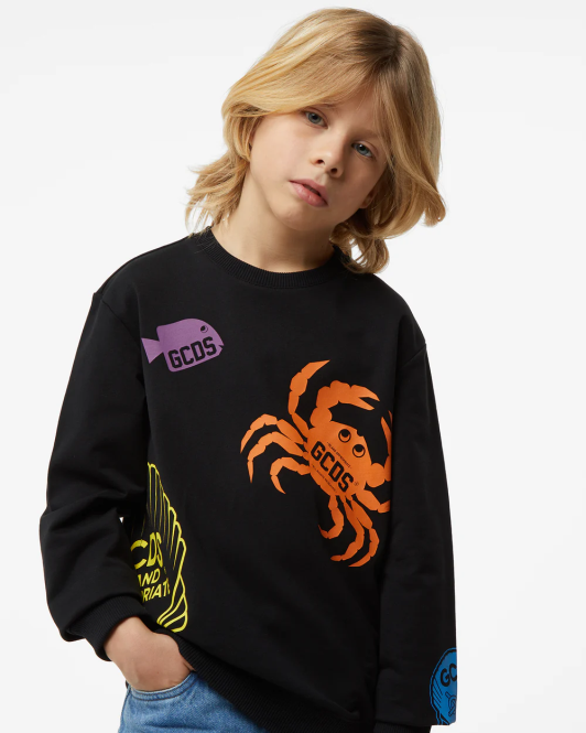 GCDS junior shell crewneck Z2HB700 ruházat fekete gyerekek