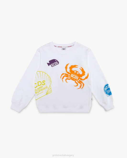 GCDS junior shell crewneck Z2HB701 ruházat fehér gyerekek