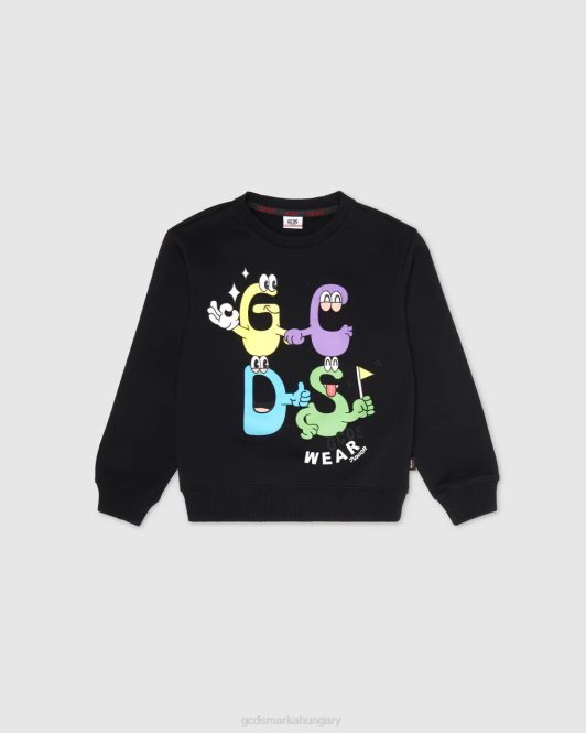 GCDS junior szörnyek crewneck Z2HB668 ruházat fekete gyerekek