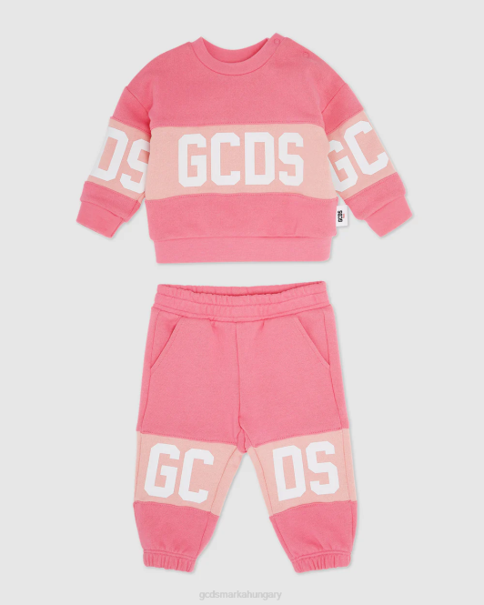 GCDS baba logó motívumú tréningruha Z2HB595 ruházat bölcső rózsaszín gyerekek