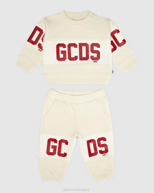 GCDS baba logós sávos tréningruha Z2HB598 ruházat fehérsapkás szürke gyerekek