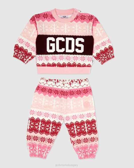 GCDS baba logós zenekar karácsonyi tréningruha Z2HB593 ruházat rózsaszín gyerekek