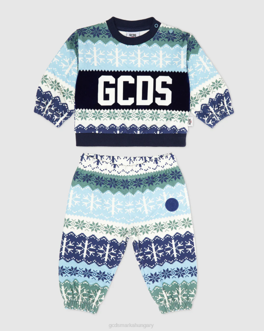 GCDS baba logós zenekar karácsonyi tréningruha Z2HB596 ruházat kék gyerekek