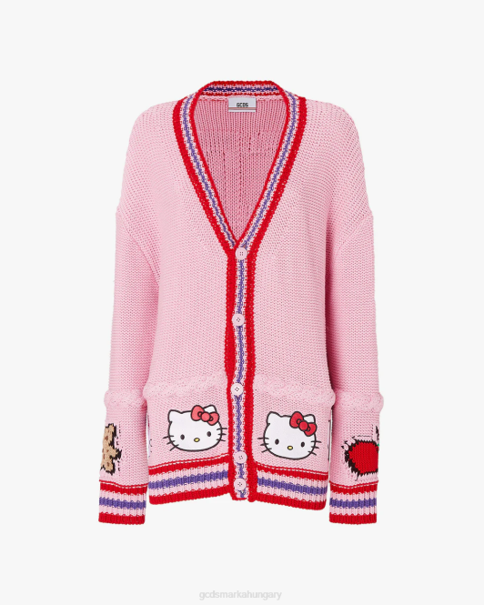 GCDS hello kitty hímzett kötött kabát Z2HB333 ruházat rózsaszín nők