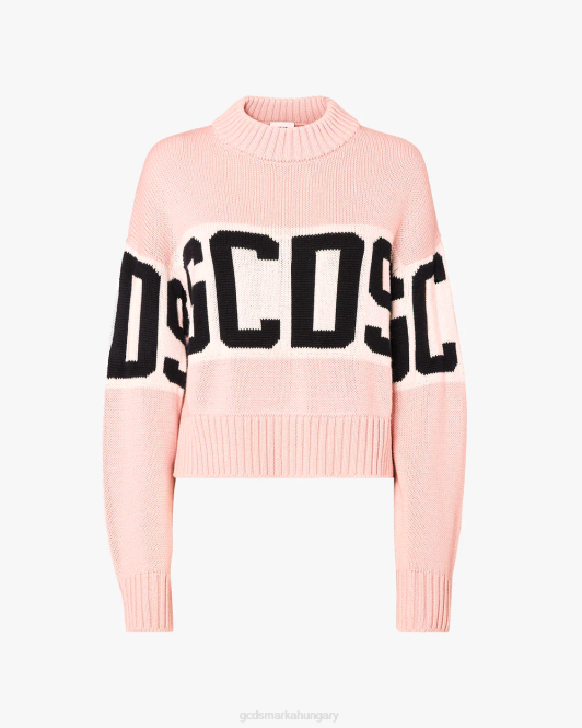 GCDS logós sávos boxy pulóver Z2HB338 ruházat rózsaszín nők