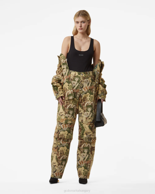 GCDS hentai cargo nadrág Z2HB444 ruházat katonai zöld nők